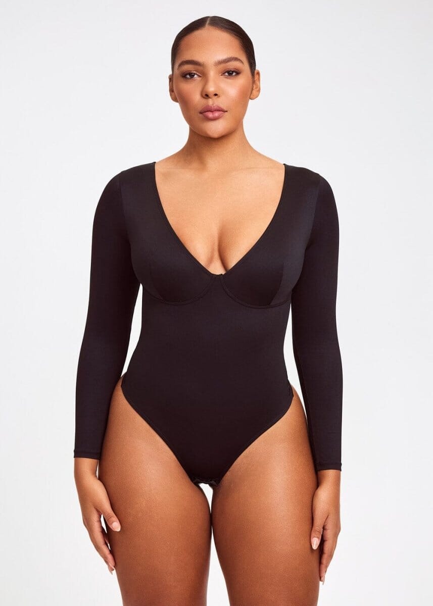 SculptingBodysuit Long Sleeve Plunge Thong