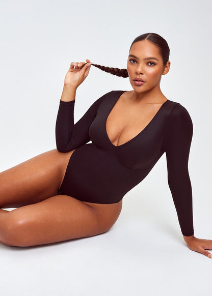 SculptingBodysuit Long Sleeve Plunge Thong